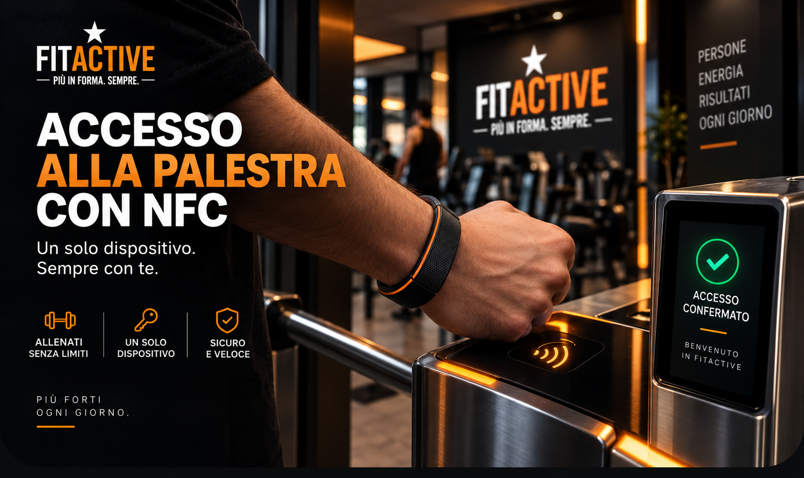 Accesso NFC in palestra con il braccialetto VIRTUS